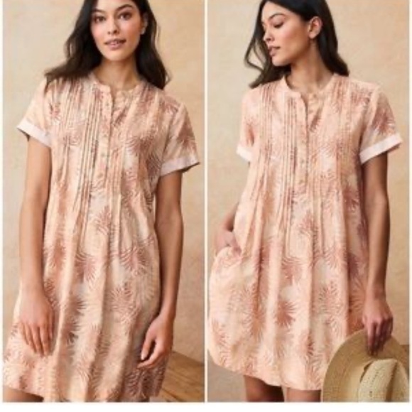 Faherty Dresses & Skirts - FAHERTY Gemina Dress - Peach Palms Shirt Dress Large linen ecovero